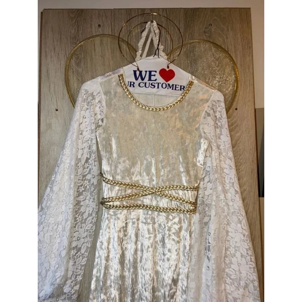 Girls Angel costume Medium 10-12yrs with halo & wings